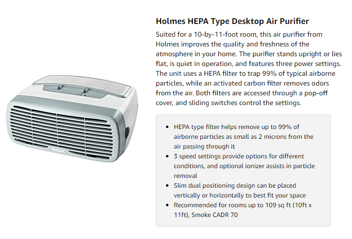 Holmes HAP242B-U – Desktop Air Purifier